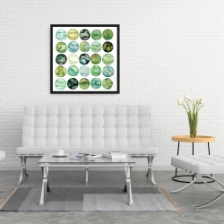 Framed 24 x 24 - Green circles