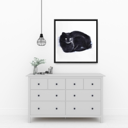 Framed 24 x 24 - Abstract watercolor cat