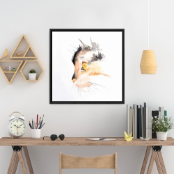 Encadré 24 x 24 - Profil d'un chat à l'aquarelle