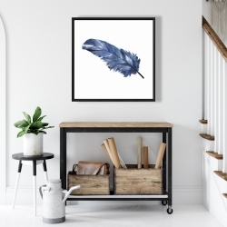 Framed 24 x 24 - Blue feather