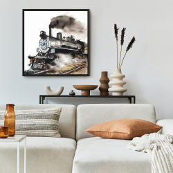 Framed 24 x 24 - Vintage steam train