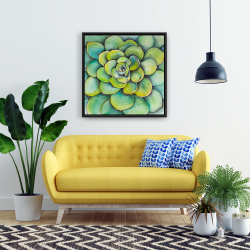 Framed 24 x 24 - Watercolor succulent plant