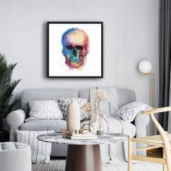 Framed 24 x 24 - Watercolor colorful skull