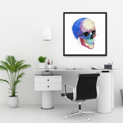 Framed 24 x 24 - Watercolor colorful skull profile