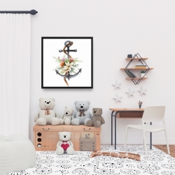 Framed 24 x 24 - Anchor with flowers