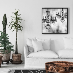 Framed 24 x 24 - Two crystal chandeliers