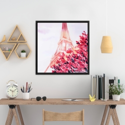 Framed 24 x 24 - Pink eiffel tower