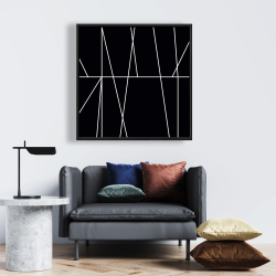 Framed 24 x 24 - White stripes on black background