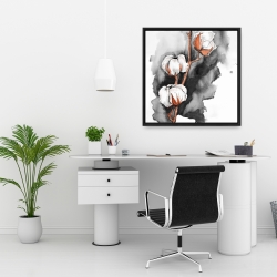 Encadré 24 x 24 - Fleurs de cotton sur fond noir
