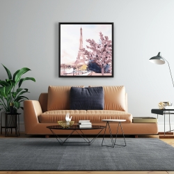 Framed 24 x 24 - Paris & eiffel scene