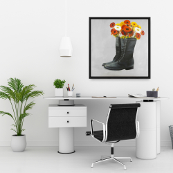 Framed 24 x 24 - Boots full of flowers
