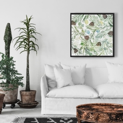Framed 24 x 24 - Pine cone pattern