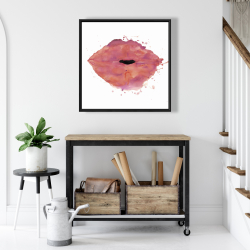 Framed 24 x 24 - Watercolor pink lipstick