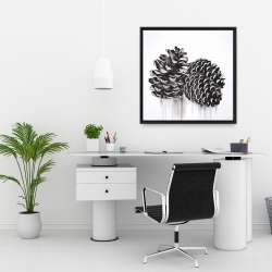 Framed 24 x 24 - Three small pine cones