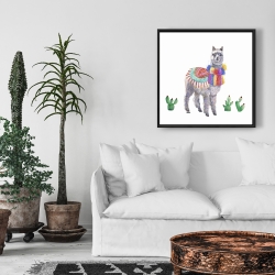 Framed 24 x 24 - Traditional peruvian lama