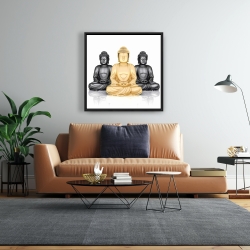 Framed 24 x 24 - Trio of buddhas