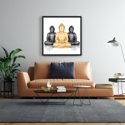 Framed 24 x 24 - Trio of buddhas