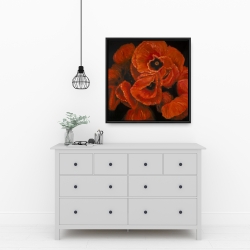 Framed 24 x 24 - Poppy bouquet