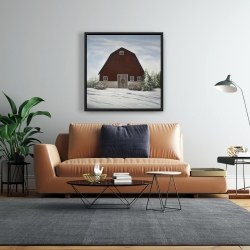 Framed 24 x 24 - It's winter on the farm