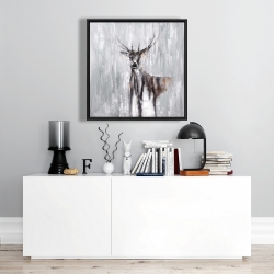 Framed 24 x 24 - Abstract deer in the forest