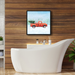 Framed 24 x 24 - Christmas tree truck