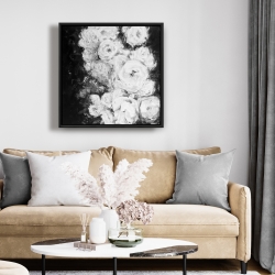 Framed 24 x 24 - Monochrome rose garden