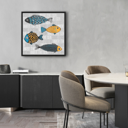 Framed 24 x 24 - Illustration of nautical fish