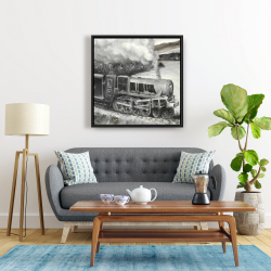 Framed 24 x 24 - Vintage passenger locomotive 