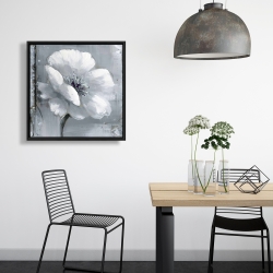 Framed 24 x 24 - Gray & white flowers