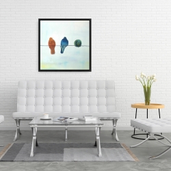 Framed 24 x 24 - Perched abstract birds
