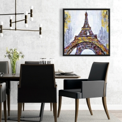 Framed 24 x 24 - Abstract paint splash eiffel tower