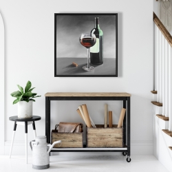 Framed 24 x 24 - Bottle of burgundy