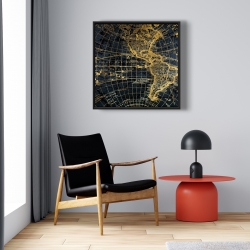 Encadré 24 x 24 - Globe terreste bleu et doré
