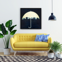 Framed 24 x 24 - A city under a umbrellas