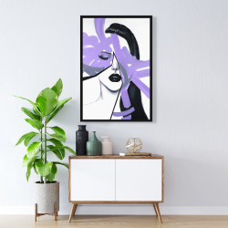 Encadré 24 x 36 - Portrait de femme mauve et abstrait