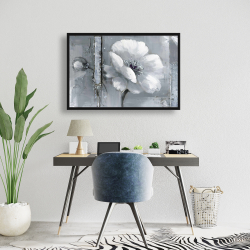 Framed 24 x 36 - Gray & white flowers