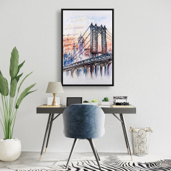 Framed 24 x 36 - Bridge sketch