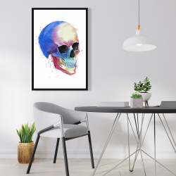 Framed 24 x 36 - Watercolor colorful skull profile