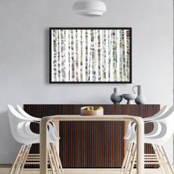 Framed 24 x 36 - Watercolor birch tree forest