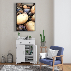 Framed 24 x 36 - Beach pebbles
