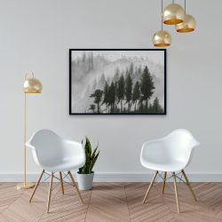 Framed 24 x 36 - Mountains landscape in dark watercolor