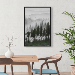 Framed 24 x 36 - Mountains landscape in dark watercolor