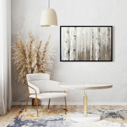 Encadré 24 x 36 - Bouleaux blanc sur fond gris