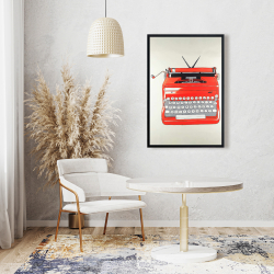 Framed 24 x 36 - Red typewritter machine