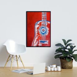 Framed 24 x 36 - Modern red abstract guitar