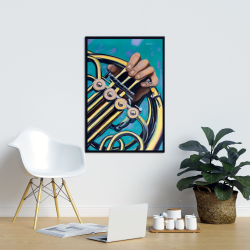 Framed 24 x 36 - Musician with french horn