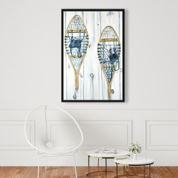 Framed 24 x 36 - Set of vintage wood snowshoes