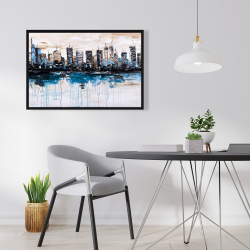 Framed 24 x 36 - Abstract city with reflection on water