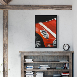 Framed 24 x 36 - Red car with white stripes closeup