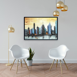 Framed 24 x 36 - Skyline on cityscape